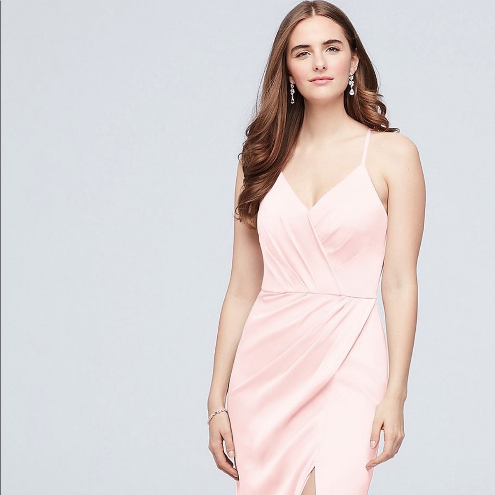 Spaghetti Strap Crepe-Back Satin Bridesmaid Dress